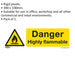 1x DANGER HIGHLY FLAMMABLE Safety Sign - Rigid Plastic 300 x 100mm Warning Loops