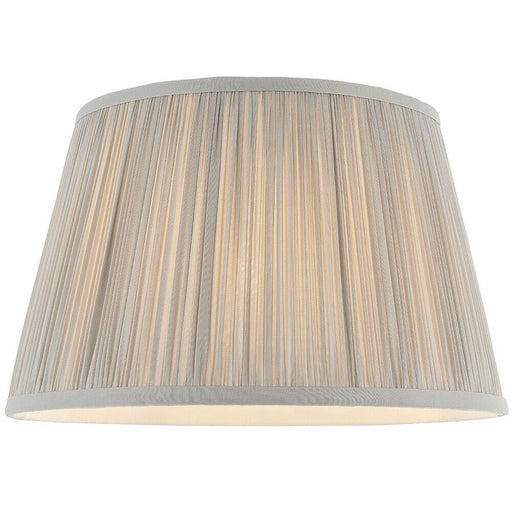 12" Elegant Round Tapered Drum Lamp Shade Silver Gathered Pleated Silk Cover Loops