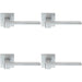 4x PAIR Flat Squared Bar Handle on Square Rose Concealed Fix Satin Chrome Loops