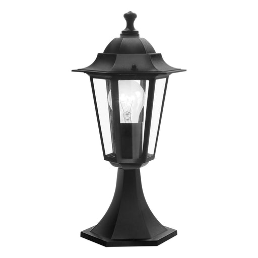 IP44 Outdoor Pedestal Light Black Aluminium 1 x 60W E27 Bulb Porch Lamp Loops