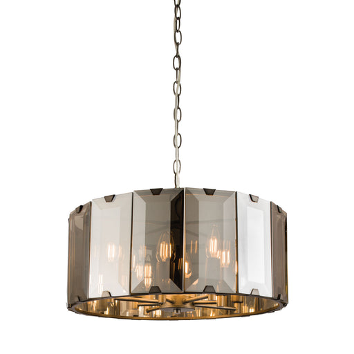 Ceiling Pendant Light Gloss Slate Grey & Smoked Cut Glass 8 x 40W E14 Loops