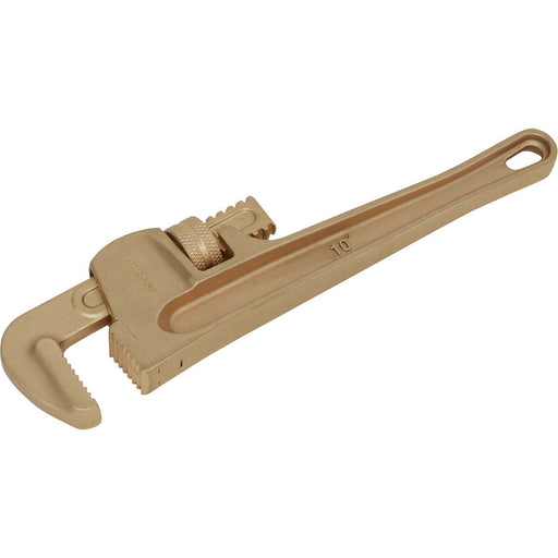250mm Non-Sparking Adjustable Pipe Wrench - 45mm Jaw Capacity - Beryllium Copper Loops