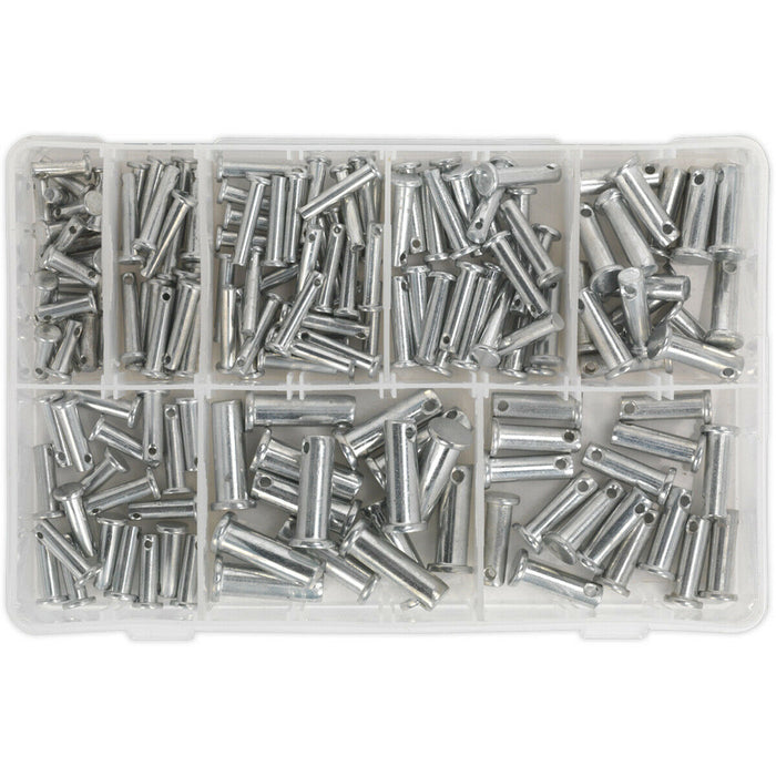 200 Piece Clevis Pin Assortment - Imperial Sizing - Securing Fastener Pins Loops