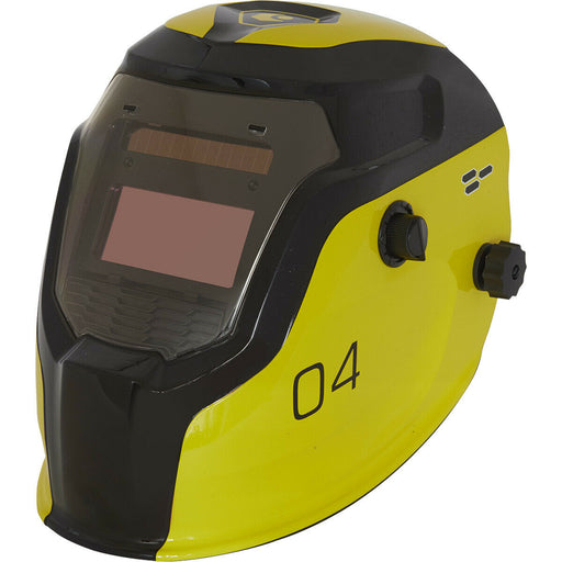 Yellow Darkening Welding Helmet - Shade Variable Control - Grinding Function Loops
