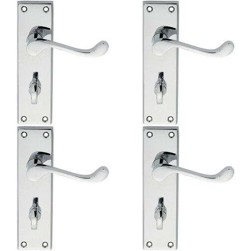4x PAIR Victorian Scroll Lever on Bathroom Backplate 150 x 43mm Polished Chrome Loops