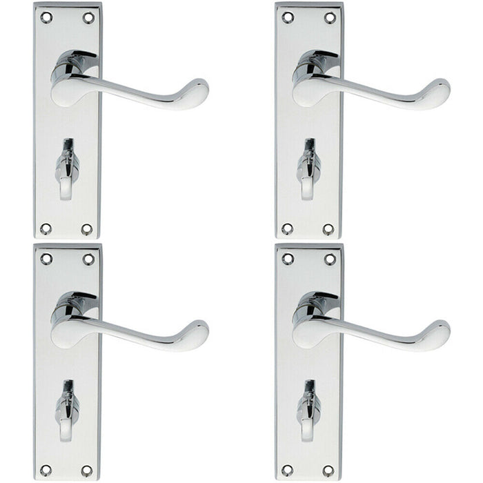4x PAIR Victorian Scroll Lever on Bathroom Backplate 150 x 43mm Polished Chrome Loops