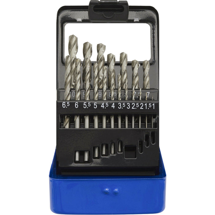 19 Piece Fully Ground HSS Drill Bit Kit - 1mm to 10mm Sizes - Split Point Tip Loops