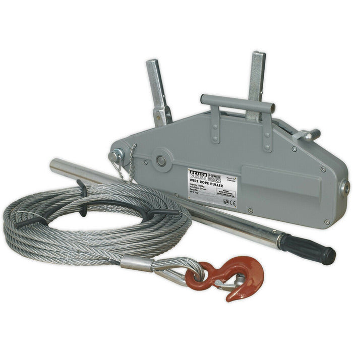 Hand Operated Wire Rope Puller - 1600kg Max Line Force - Quick Release Lever Loops