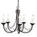 5 Bulb Chandelier Light Gothic Style Ivory Colour Candle Tube Black LED E14 60W Loops