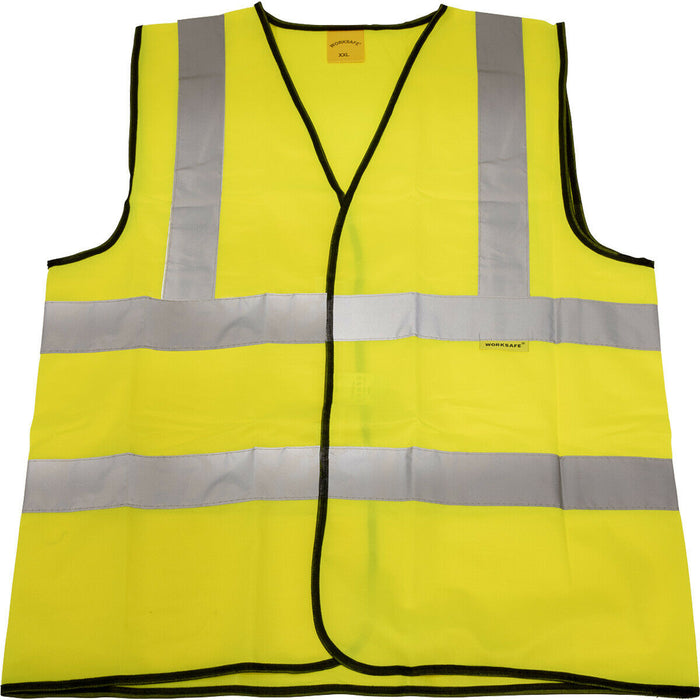 XXL LARGE Yellow Hi Vis Waistcoat – Site Road Builder Contractor – Safety Wear Loops