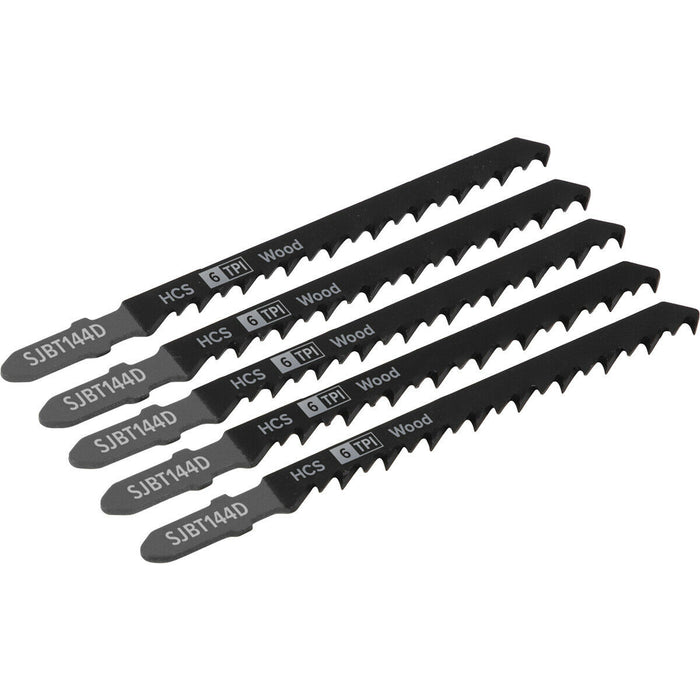 5 PACK - 100mm WOOD Jigsaw Blade Set - 6 TPI HIGH CARBON Side Set Precision Cut Loops