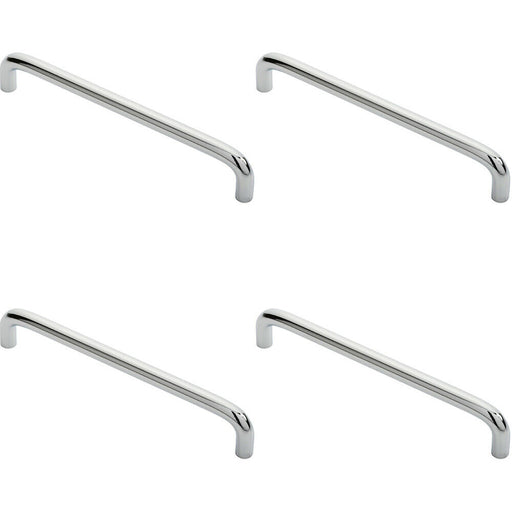 4x Round D Bar Cabinet Pull Handle 170 x 10mm 160mm Fixing Centres Chrome Loops