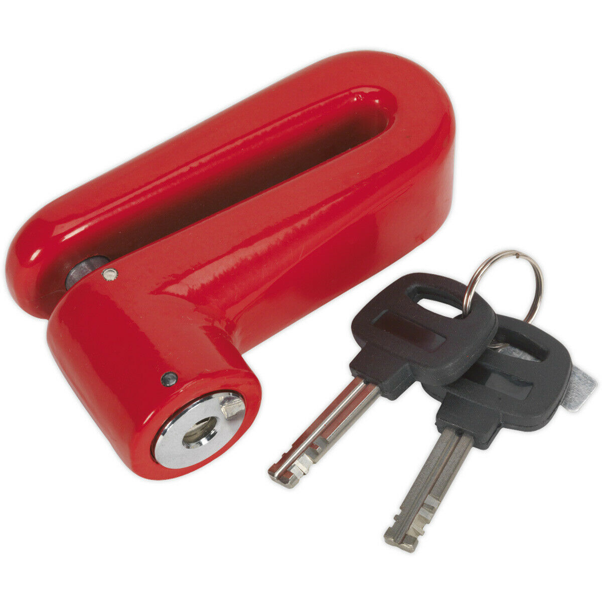 10mm Motorcycle Disc Lock Padlock - RED - Hardened Anti-Tamper Security Pin Body Loops