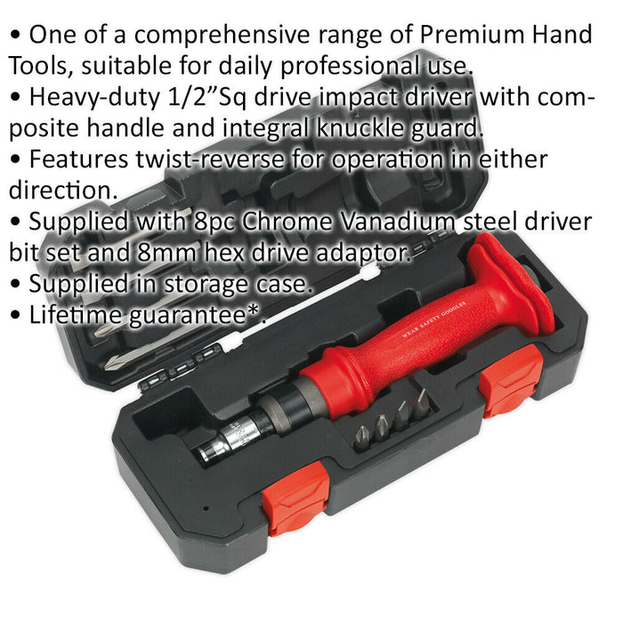 10 PACK Heavy Duty Impact Driver Set - Manual Tight Screw Remover Hammer Strike Loops