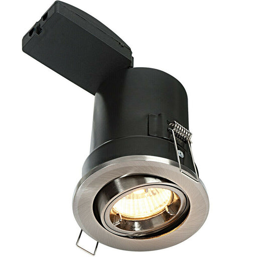 FIRE RATED GU10 Lamp Ceiling Down Light Nickel PUSH FIT FAST FIX Adjustable Tilt Loops