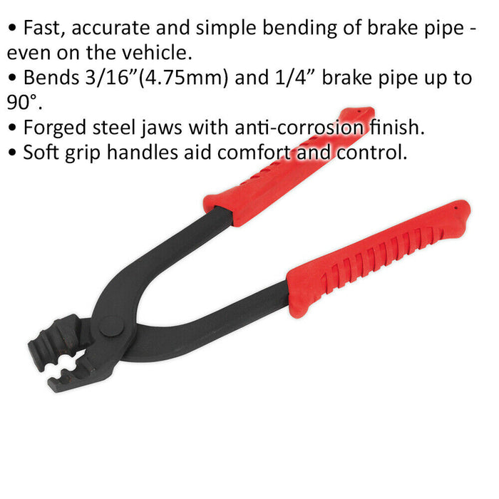 Brake Pipe Bending Pliers - Forged Steel Jaws - 3/16" & 1/4" Pipe - Up to 90 Deg Loops