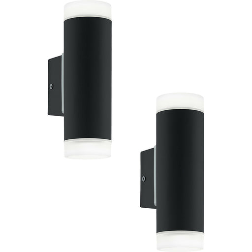 2 PACK IP44 Outdoor Wall Light Black Up & Down Light 2x 5W GU10 Porch Lamp Loops