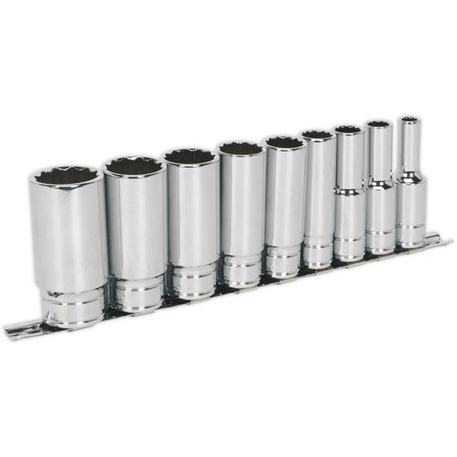 9 PACK - DEEP Whitworth Socket Set - 1/2" Imperial Square Drive 12 Point TORQUE Loops