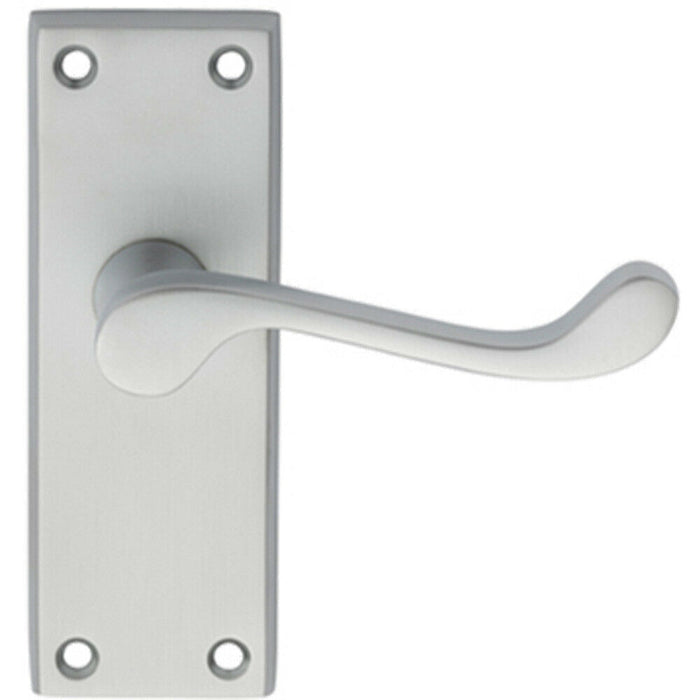 Door Handle & Latch Pack Satin Chrome Victorian Scroll Lever Square Backplate Loops
