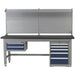 1.5m Complete Industrial Workstation & Cabinet Set - Back Panel Drawers Storage Loops