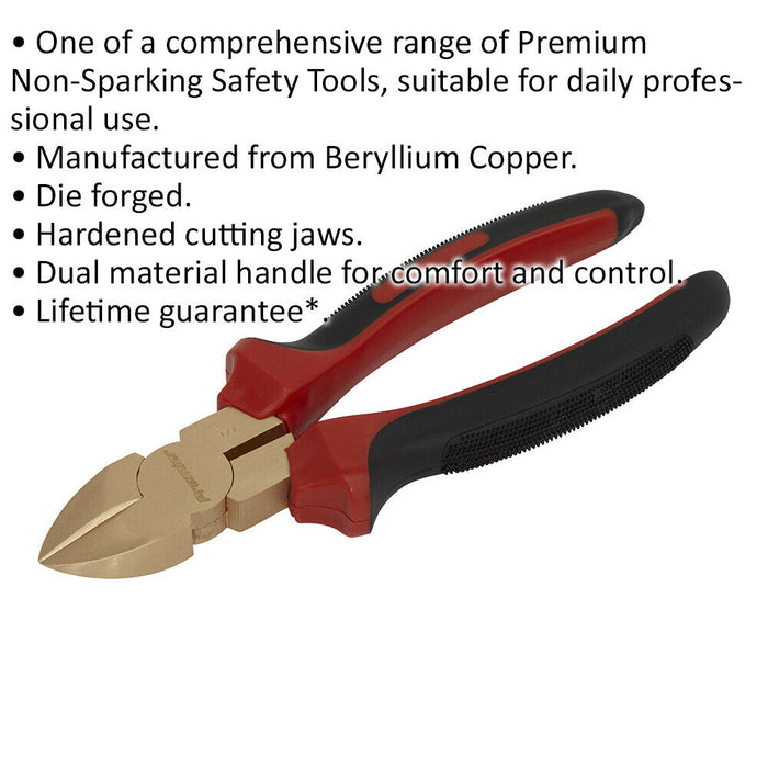 200mm Non-Sparking Diagonal Cutting Pliers - Hardened Cutting Jaws - Die Forged Loops