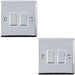 2 PACK 2 Gang Double Metal Light Switch POLISHED CHROME 2 Way 10A White Trim Loops