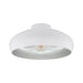 Semi Flush Ceiling Light White & Silver Round Shade 1 x 60W E27 Bulb Feature Loops