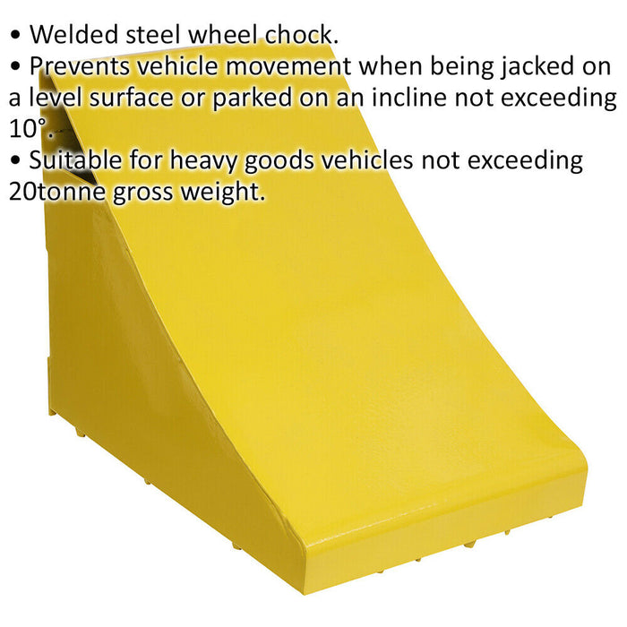 Heavy Duty Steel Wheel Chock - 5.14kg Weight - For Vehicles up to 20 Tonne Loops