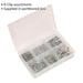 150 Piece R-Clip Assortment - 6 Different Sizes - Partitioned Storage Box Loops