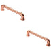 2x Pipe Design Cabinet Pull Handle 128mm Fixing Centres 12mm Dia Satin Copper Loops