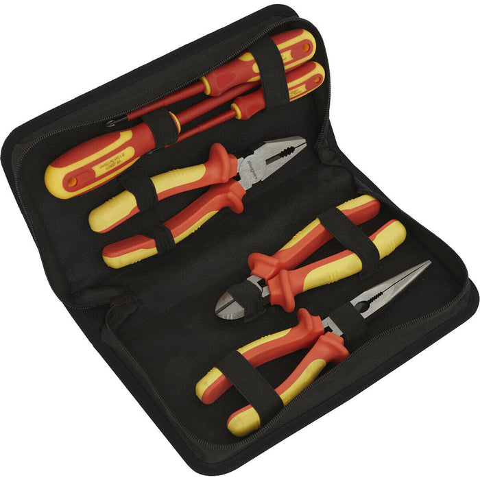 6pc Electricians Tool Kit - VDE Insulated Safety Tool Set - Screwdrivers Pliers Loops