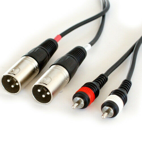 PRO 6m Twin XLR Male to 2x RCA PHONO Male Cable Double Dual Audio Plug Lead Loops