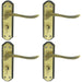 4x PAIR Curved Lever on Sculpted Bathroom Backplate 180 x 48mm Florentine Bronze Loops