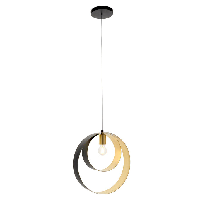 Ceiling Pendant Light Satin Brass Plate & Matt Black 10W LED E27 Dimmable Loops