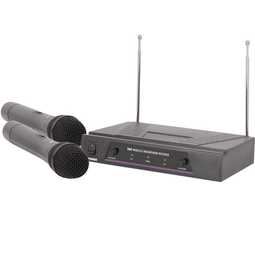 2 Channel Wireless Microphone Receiver Kit VHF Handheld Condenser Karaoke Switch Loops