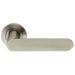 PAIR Flat Faced Straight Handle on Round Rose Concealed Fix Satin Steel Loops