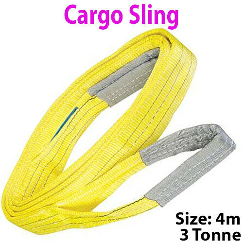 4m 3 Tonne (3000KG) Flat Webbing Strong Cargo Sling Lifting Crane Hoist Strap Loops