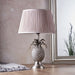 Table Lamp Pewter Plate & Dusky Pink Silk 60W E27 GLS Base & Shade Loops