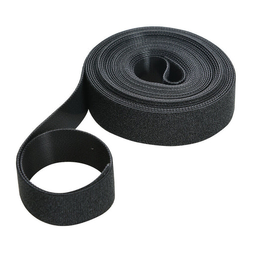 25mm x 5m BLACK Hook & Loop Self Wrapping Tape Cable Tidy Management Grip Wrap Loops