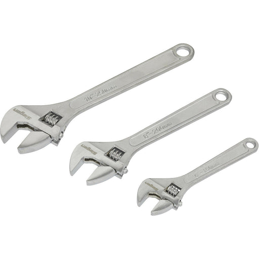 3 Piece Wrench Set - Three Adjustable Steel Wrenches - 150mm 200mm and 250mm Loops