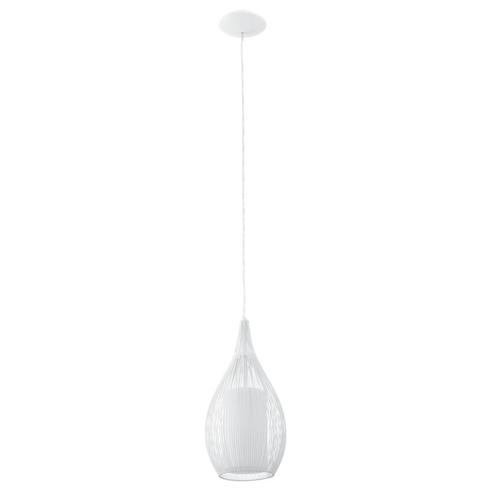 Pendant Light Colour White Shade White Satin Glass Steel Bulb E27 1x60W Loops