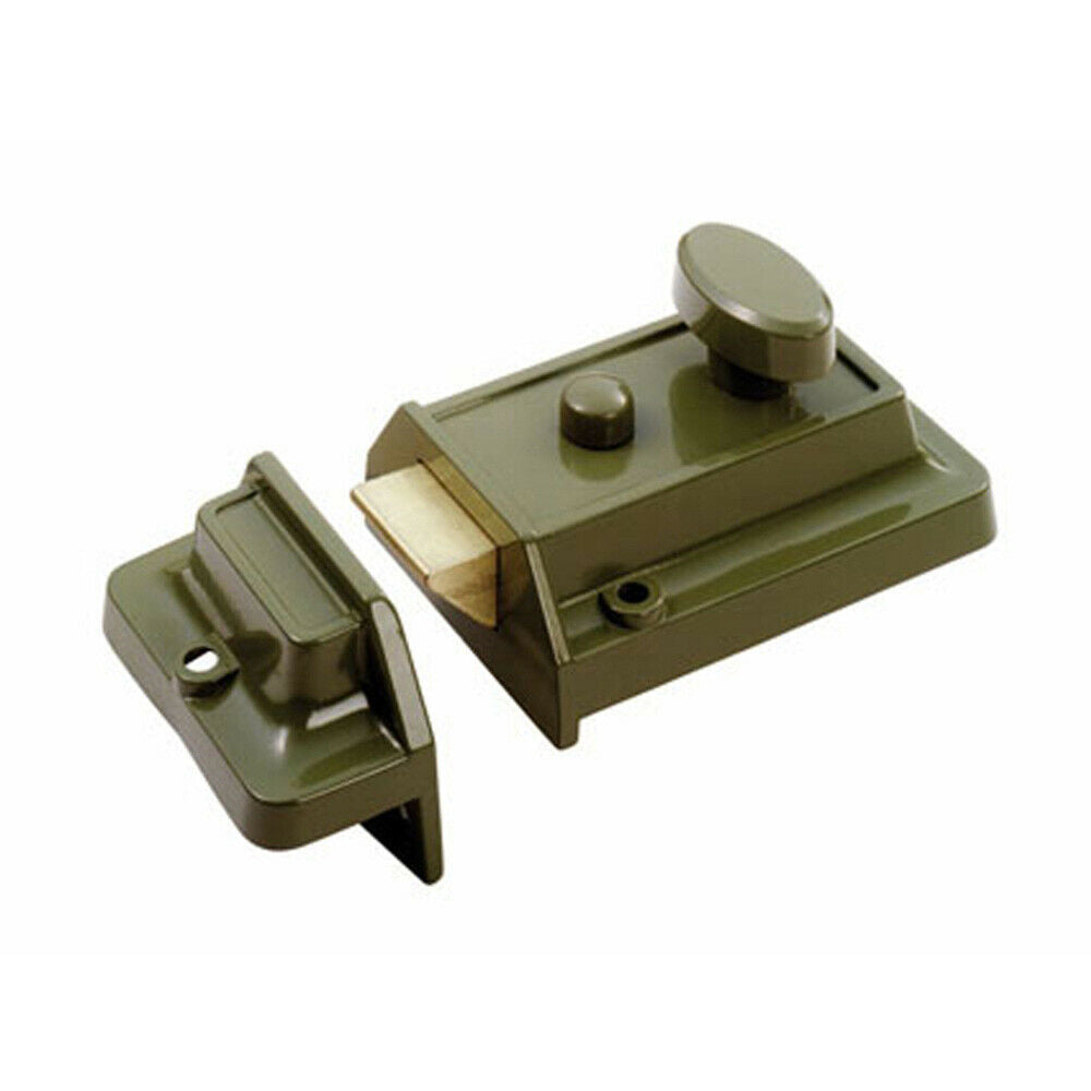 Traditional Rim Cylinder Nightlatch 60mm Green Finish Door Security Lock Loops