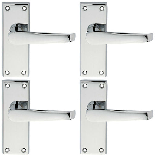 4x PAIR Straight Handle on Short Latch Backplate 118 x 42mm Polished Chrome Loops