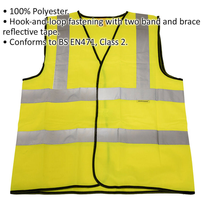 XL Yellow Hi Vis Waistcoat – Work Site Road Builder Contractor – Safety Wear Loops