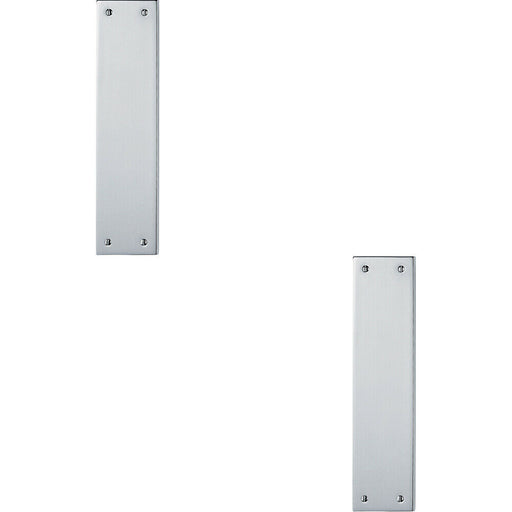 2x Plain Victorian Door Finger Plate 298 x 73mm Polished Chrome Push Plate Loops