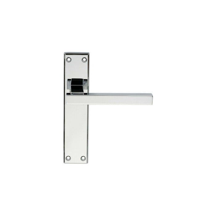 PAIR Straight Square Handle on Latch Backplate 180 x 40mm Polished Chrome Loops