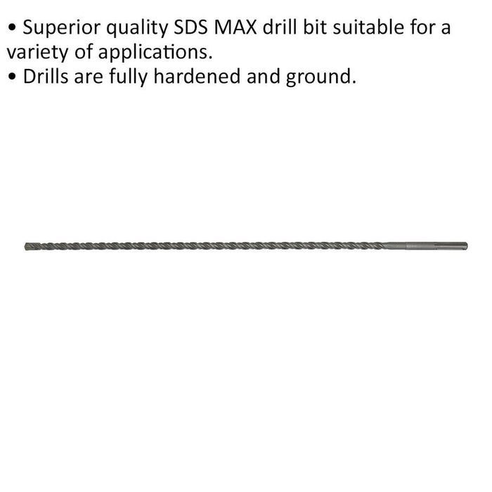 18 x 940mm SDS Max Drill Bit - Fully Hardened & Ground - Masonry Drilling Loops