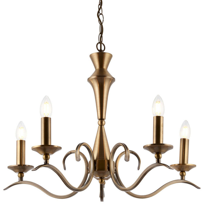 Hanging Flush Ceiling Pendant 5 Light ANTIQUE BRASS Chandelier Lamp Bulb Holder Loops