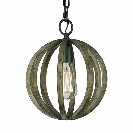 1 Bulb Ceiling Light Fitting Weather Oak Wood Antique Forged Iron LED E27 60W Loops