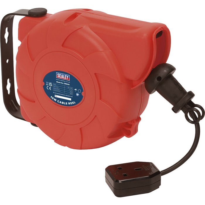 10 Metre Retractable Cable Reel System - 1 x 230V Plug Socket - Composite Cased Loops